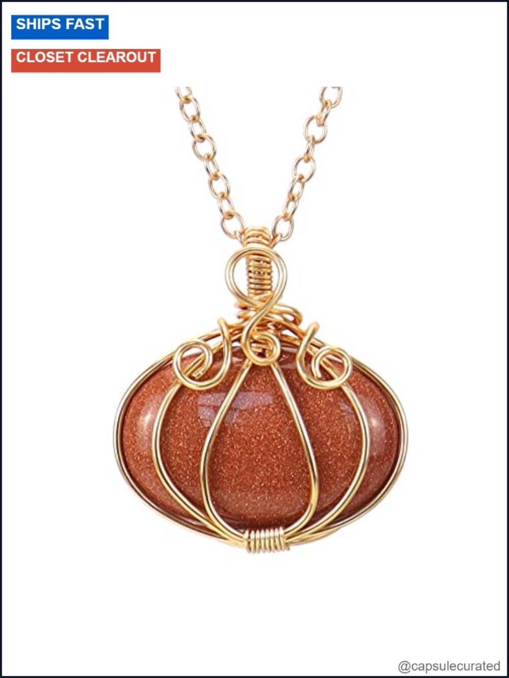 Natural Quartz Stone Goldstone Pendant Necklace Wire Wrapped Tree of Life
